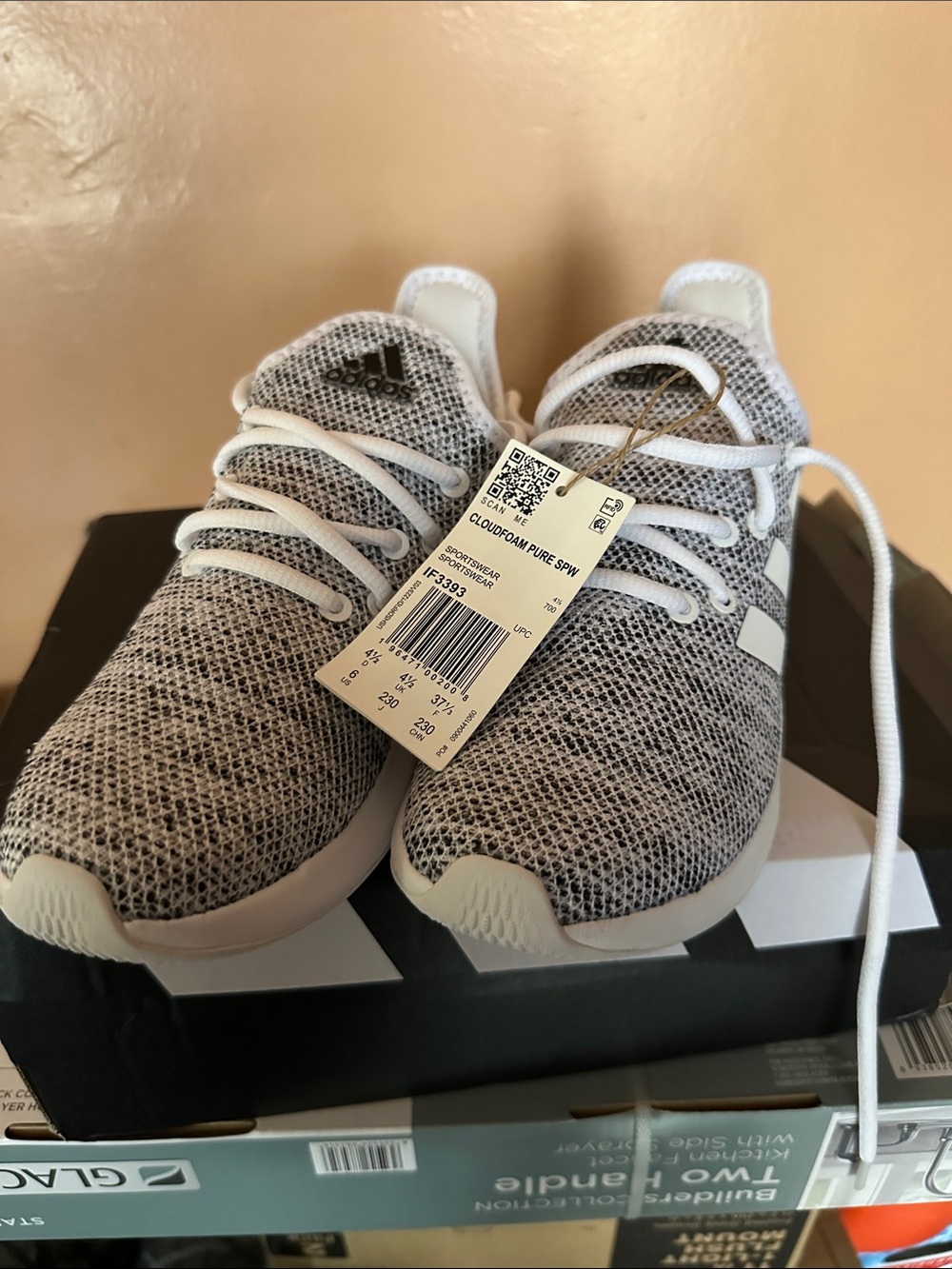 adidas Grey and White Knit Sneakers